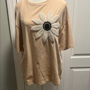 Beige Floral Appliqué Women's Top